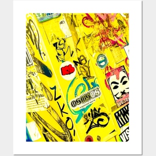 Street Yellow Graffiti Sticker Tag NYC Posters and Art